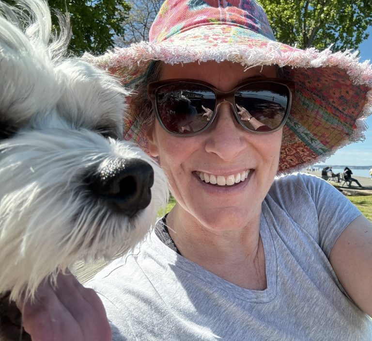 Fred Hutch Nurse Claudine Schneider with her dog